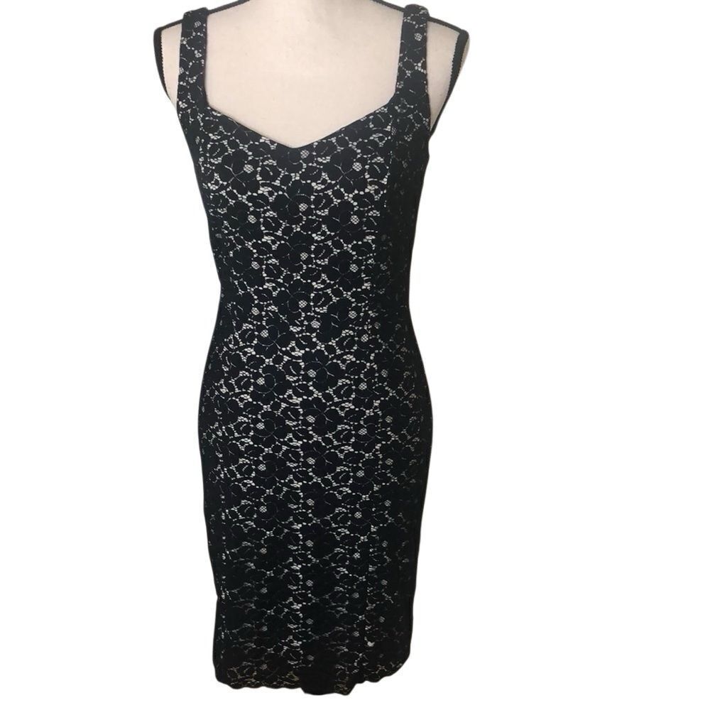 Vintage INC Black Lace Sheath Dress Sz 4 Party, Cocktail Party, Date Night